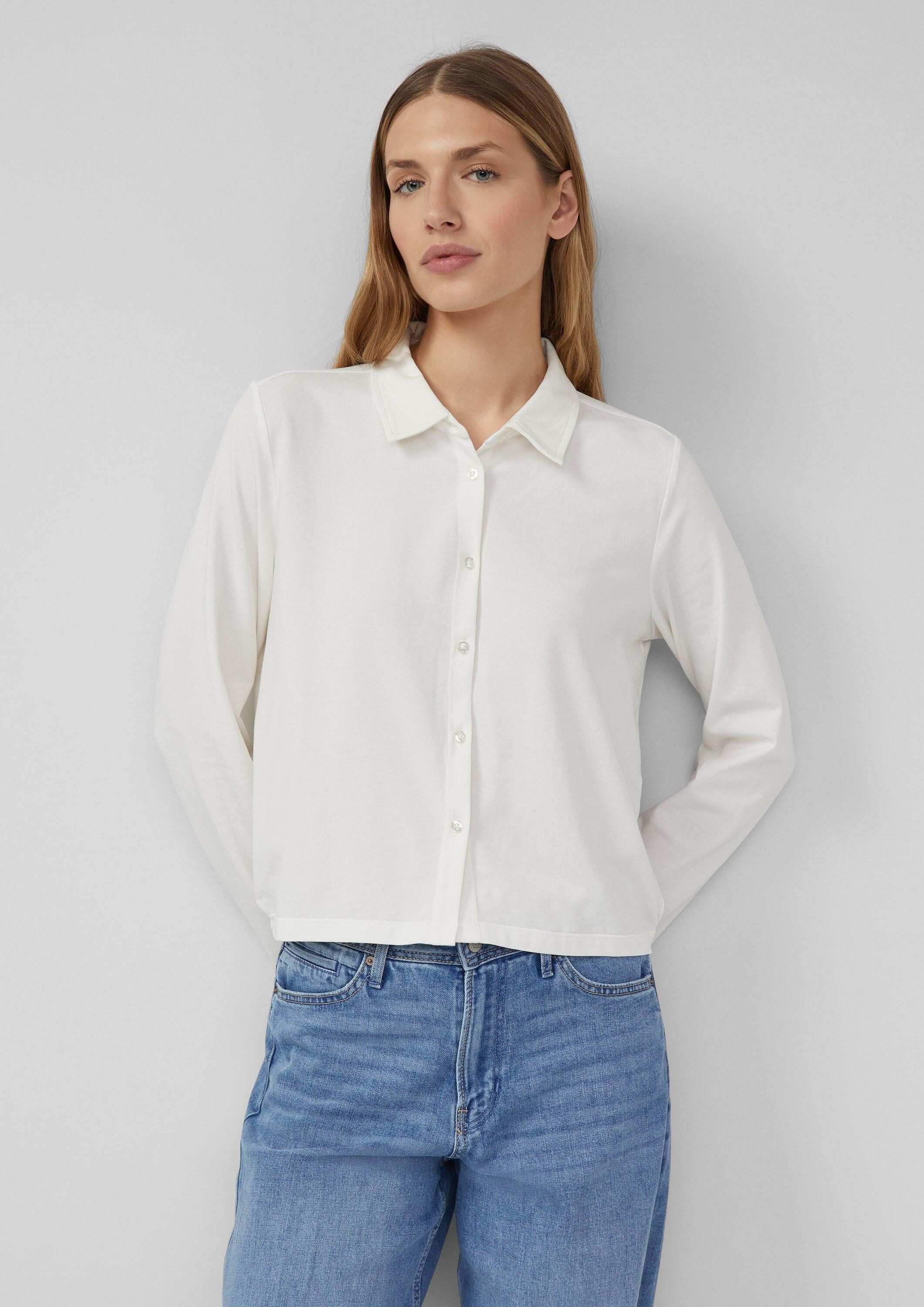 s.Oliver Langarmbluse T-Shirt Verkürzte Jerseybluse mit Elastikbund hinten