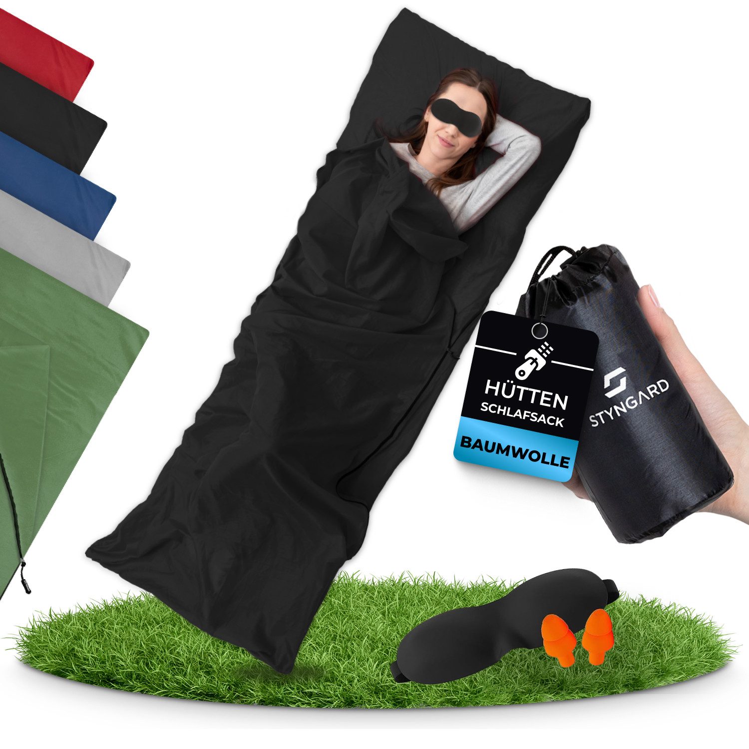 Styngard Schlafsackinlett 2in1 Hüttenschlafsack ultraleicht Mikrofaser [200g] - kleines Packmaß