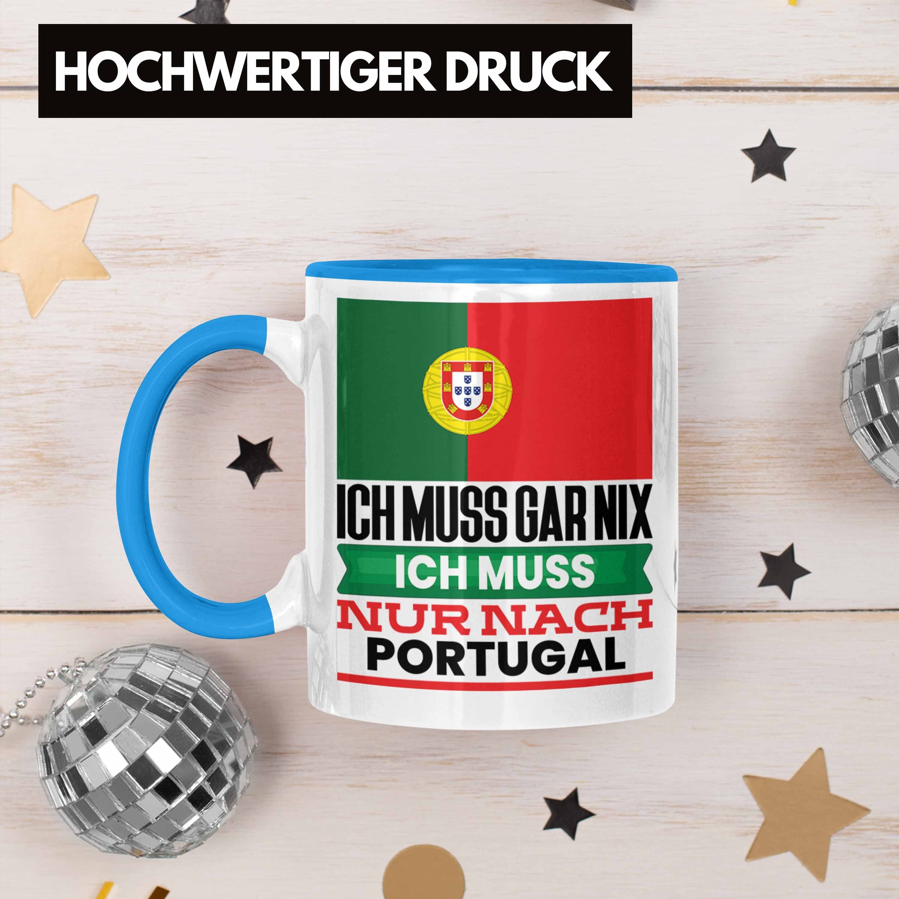 Trendation Blau Tasse Portugiesen Geburtstag für Geschenkidee Urlaub Geschenk Portugal Tasse