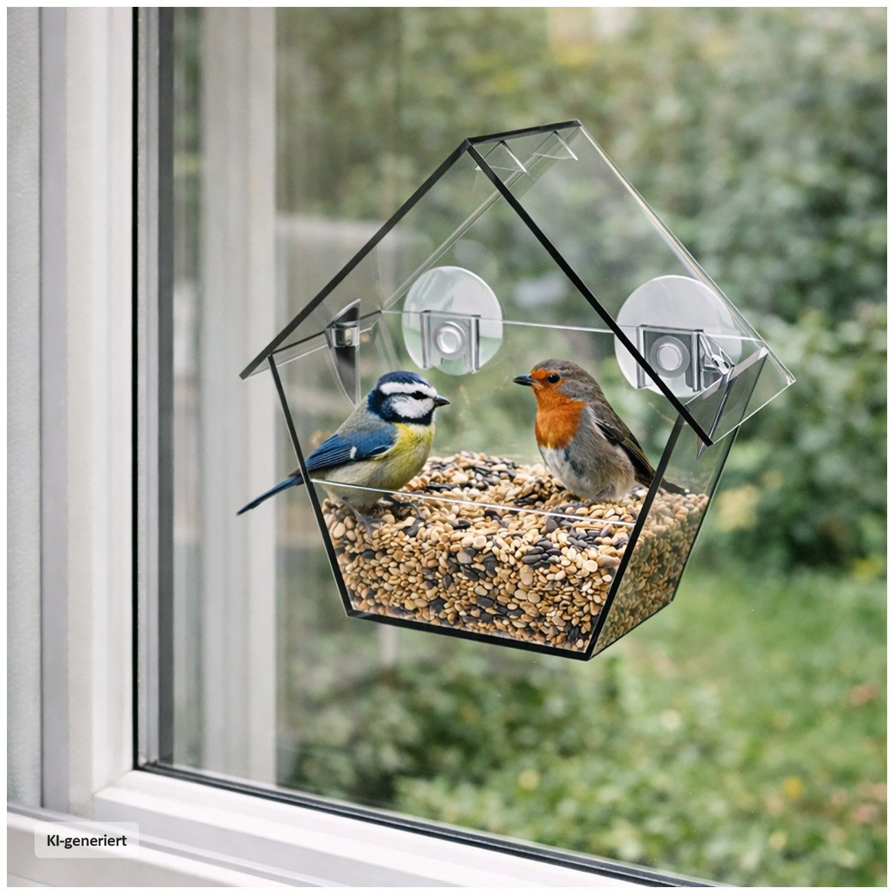HTI-Living Futterspender Vogelfutterhaus Nessa transparent 1-teilig, Futterspender Kunststoff mit Saugnäpfen
