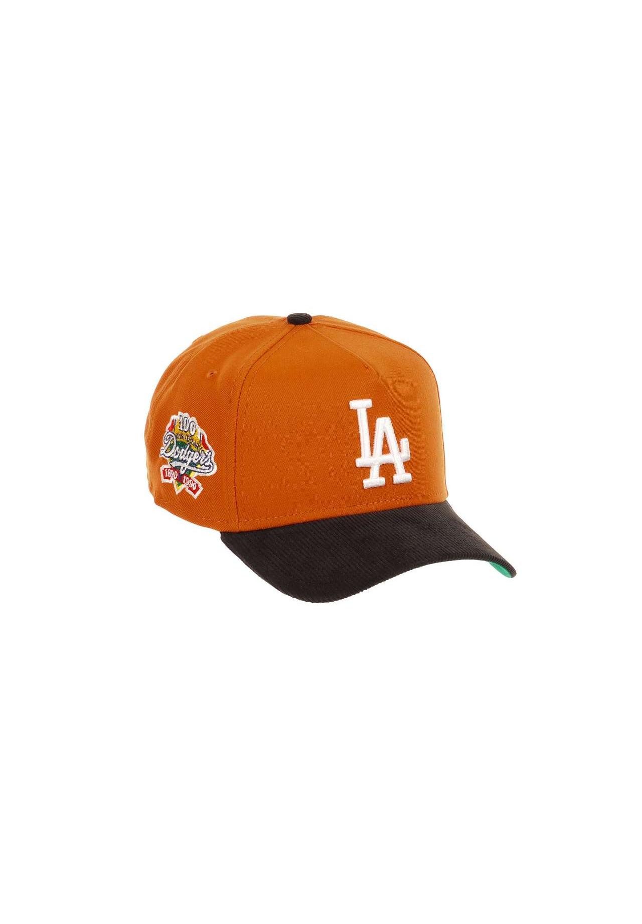 Baseball Cap Los Angeles Dodgers MLB 100th Anniversary Sidepatch Orange Black Cord