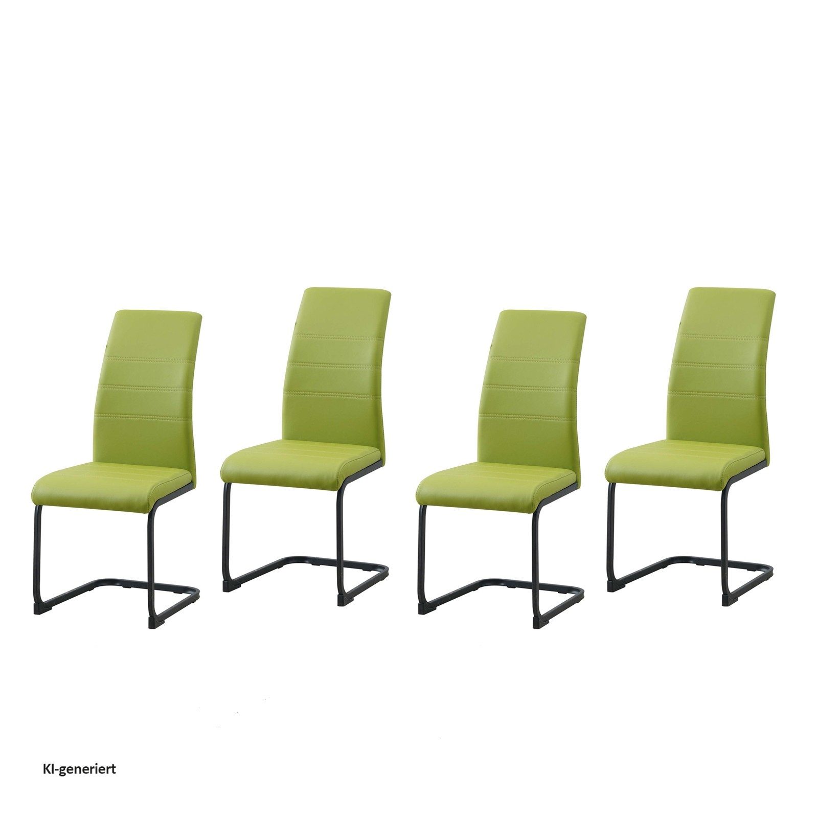 HTI-Line Freischwinger Schwingstuhl 4er Set PU grün SallyP (Set, 4 St), Freischwinger Esszimmerstuhl Kunstleder