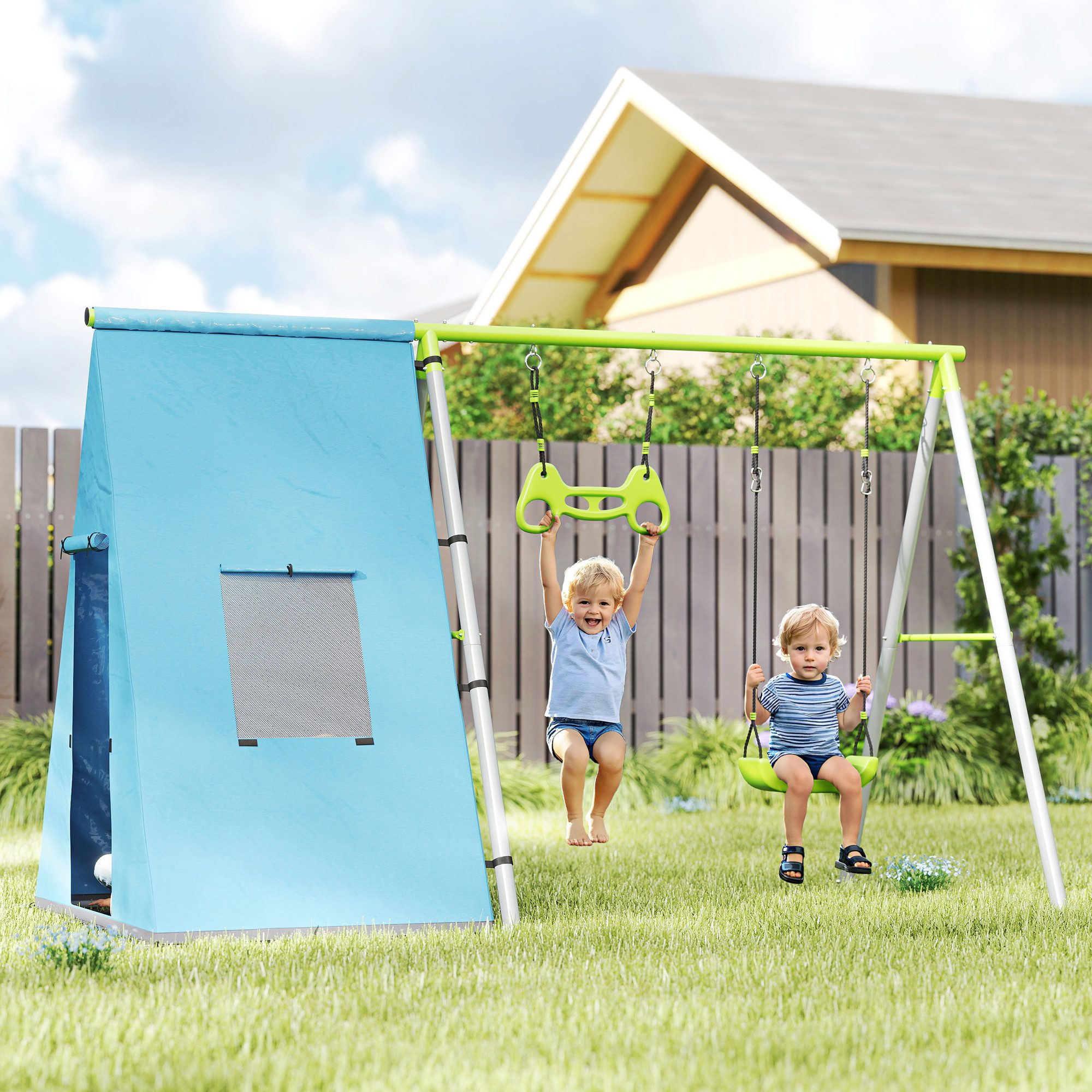 AIYAPLAY Schaukelgestell 3-in-1-Schaukel für Kinder, aus Metall, (mit Spiel günstig online kaufen