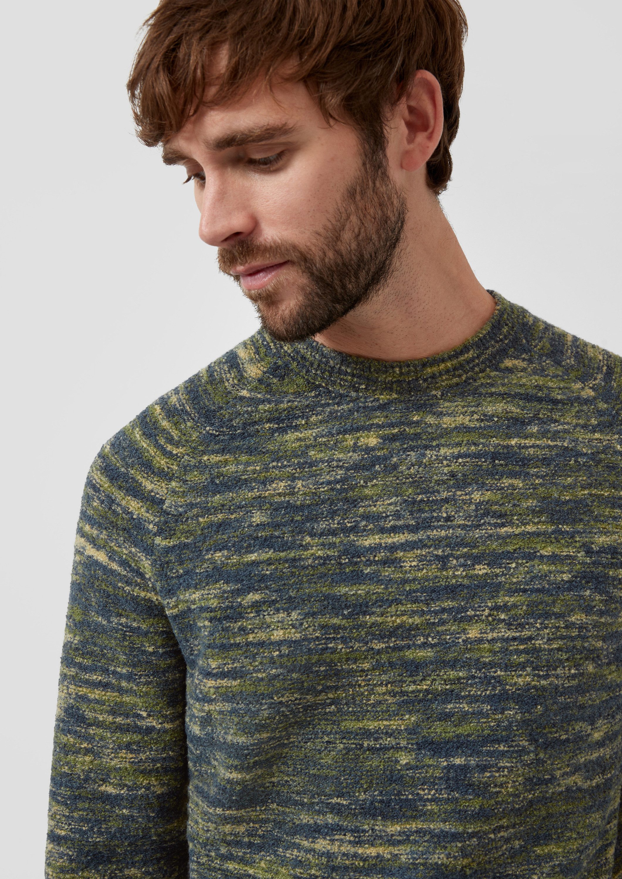 s.Oliver Longpullover Strickpullover Pullover aus Wollmix in Bouclé-Optik