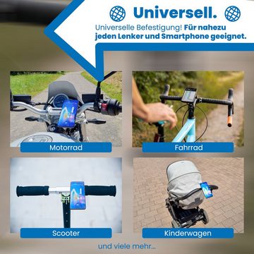 Bauer United Bauer United Universal 2.0 Handyhalterung Fahrrad Magnet, Made in Germany, robuste Magnethalterung für E Bike, Motorrad, E Scooter und Kinderwagen, Fahrrad Handyhalterung Magnet für jedes Handy Smartphone-Halterung, (Magnetisch, Stabil, Schlicht)