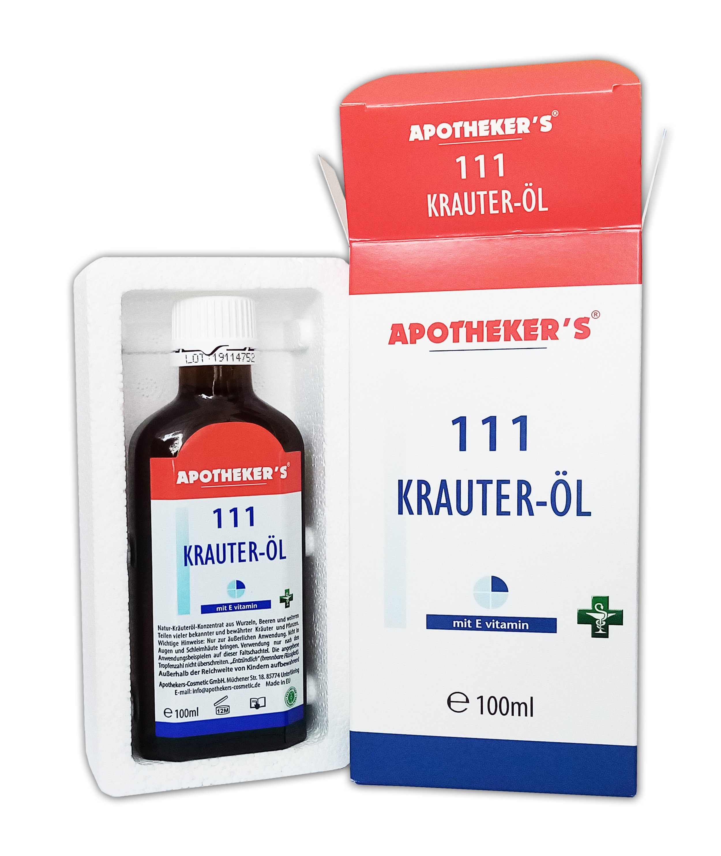 APOTHEKER'S Gleit- & Massageöl 1-tlg. E-vitamin Kräuter-Öl Kräuteröl Körperpflege 47, 111 100ml mit Naturkräuteröl