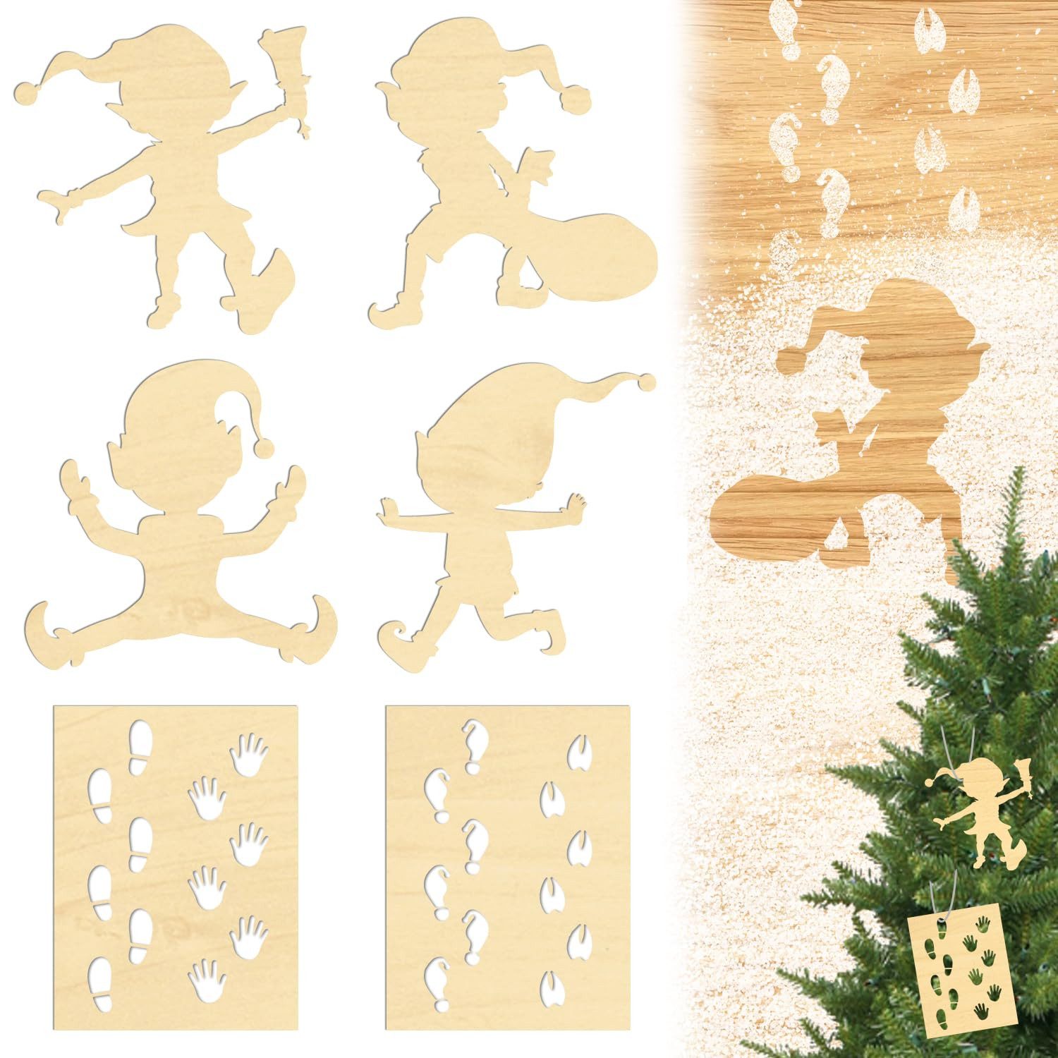 FOUORTUNATE-BEE Malschablone 6 Stück Wichtel Fußabdrücke, Wichtel Schablone Fenster