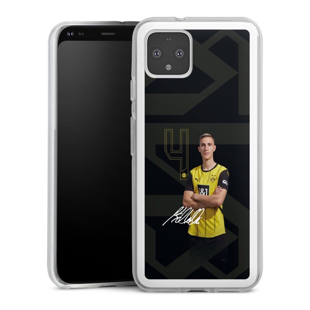 DeinDesign Handyhülle Borussia Dortmund Nico Schlotterbeck Offizielles Lizenzprodukt, Google Pixel 4 Silikon Hülle Bumper Case Handy Schutzhülle