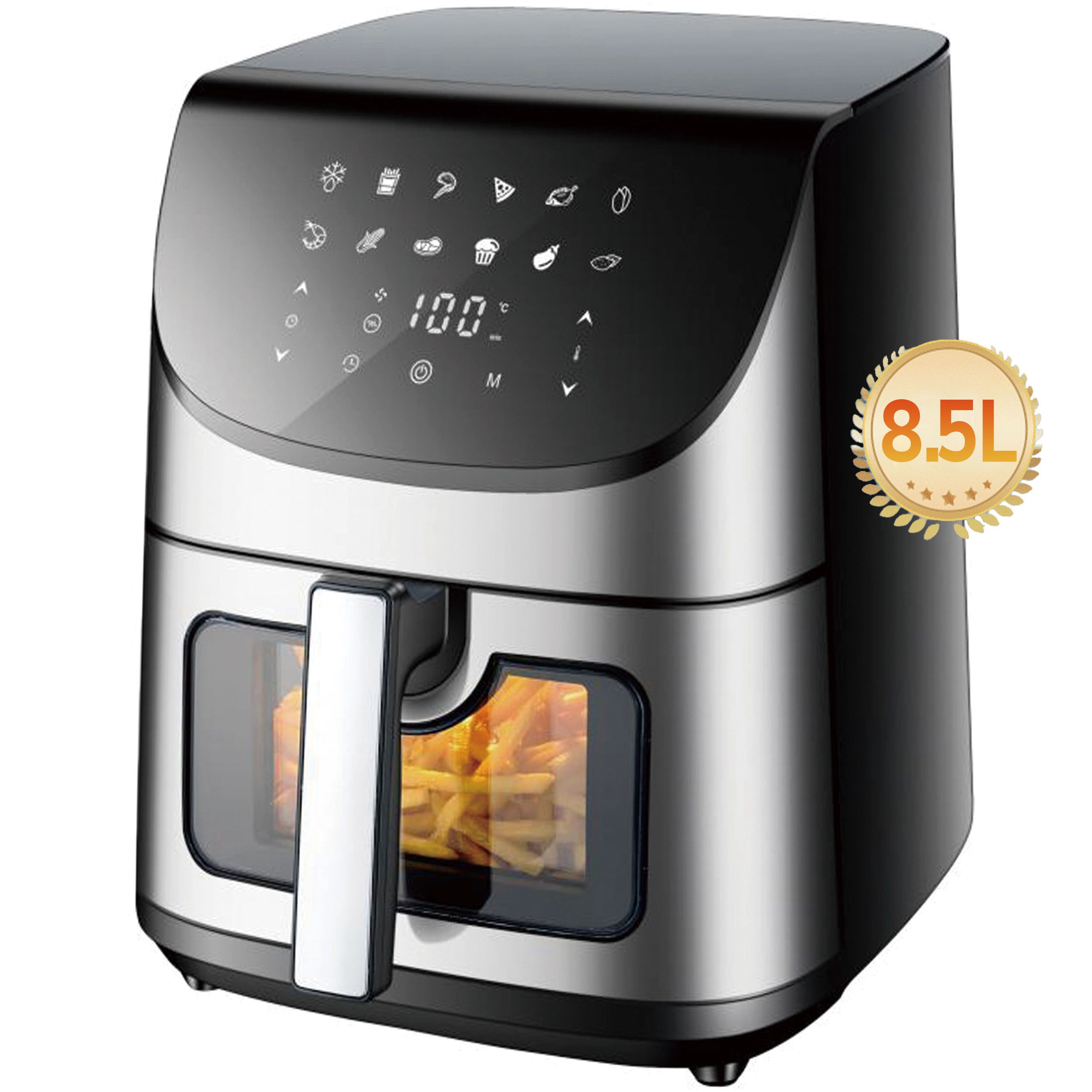 Leawin Heißluftfritteuse 8,5 L Airfryer –1800 W, LED‑Touchdisplay & 12 Kochprogrammen, 1800 W, digitalem Display und Sichtfenster, 80–200 °C