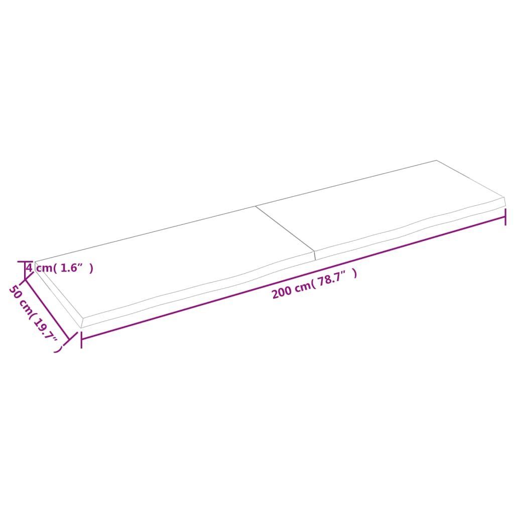 furnicato Massivholz 200x50x(2-4) Eiche Wandregal Behandelt cm Dunkelgrau