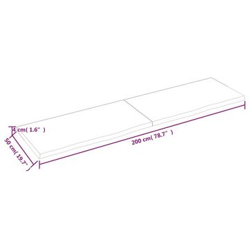 furnicato Tischplatte Dunkelbraun 200x50x(2-4)cm Massivholz Eiche