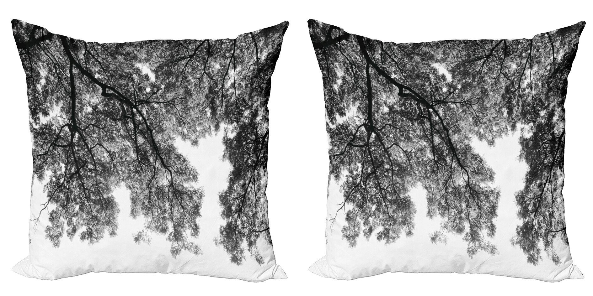 Stück), und Baum-Zweige Digitaldruck, Blätter Accent Kissenbezüge Modern (2 Abakuhaus Foto Doppelseitiger