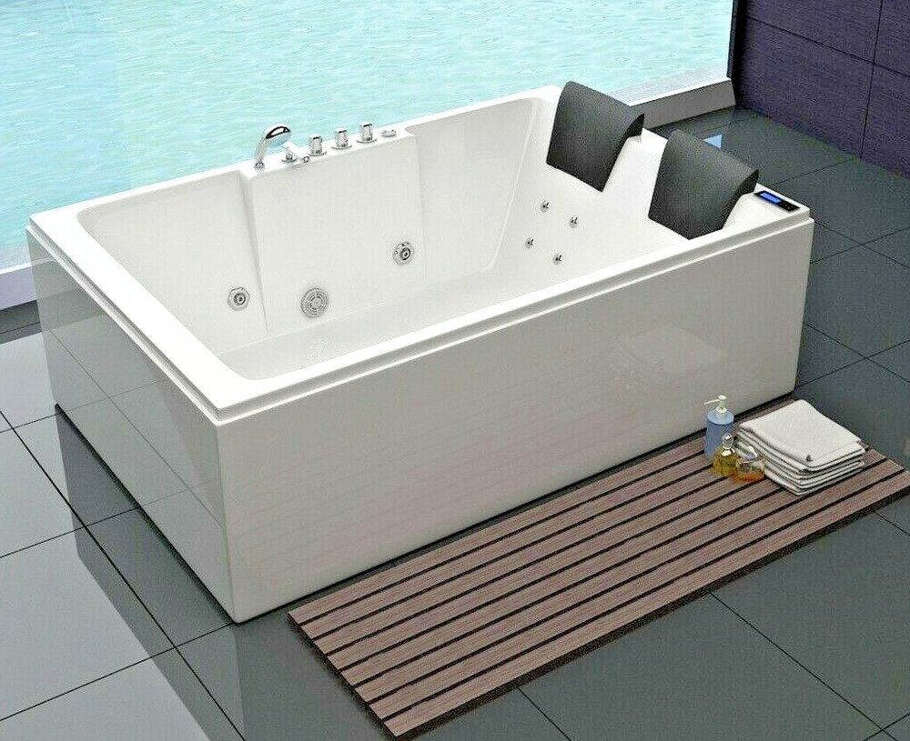 DEKO VERTRIEB BAYERN Whirlpool-Badewanne Luxus LED Whirlpool Badewanne SET 180x120cm +Heizung+Hydrojets+Ozon +R