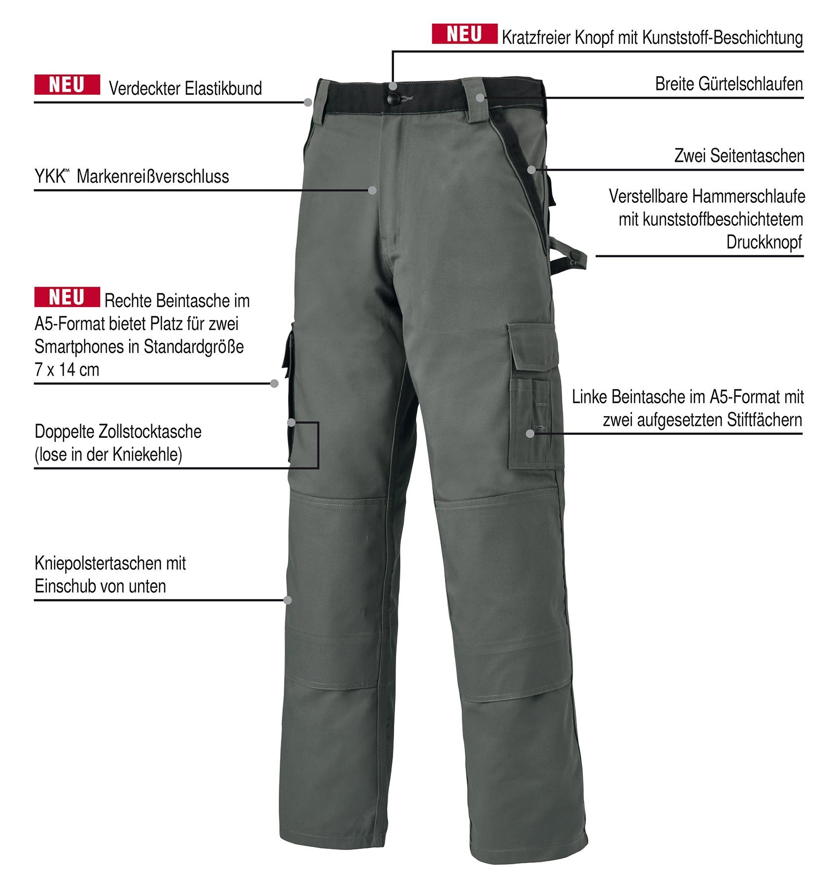 Dickies Arbeitshose Industry 30032, Sonderanfertigung Elastikbund günstig online kaufen