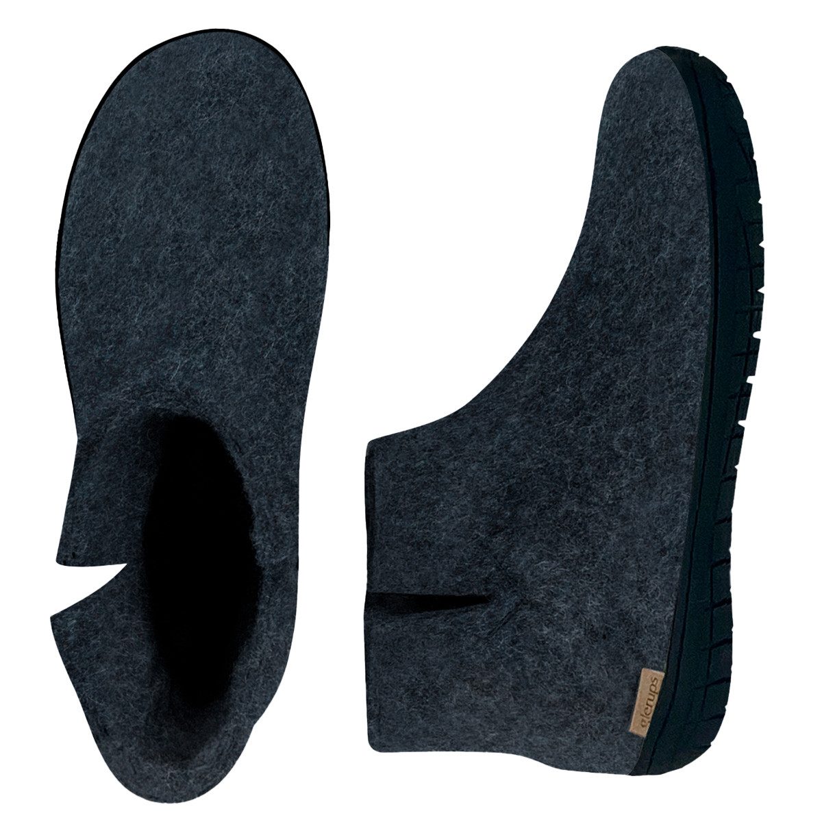 glerups dk Naturkautschuksohle Schwarz Hausschuh (1-tlg) Boots - Natürliches Material, Schützt vor Geruch, Bequem und weich