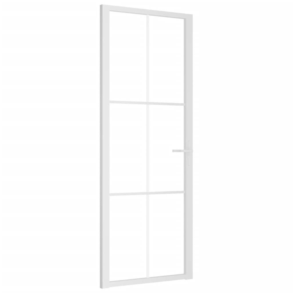 vidaXL Zimmertür, Innentür 76x201,5 cm Weiß ESG-Glas und Aluminium