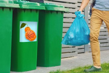 MuchoWow Wandsticker Basketball - Orange - Obst - Orange - Blatt (1 St), Mülleimer-aufkleber, Mülltonne, Sticker, Container, Abfalbehälter