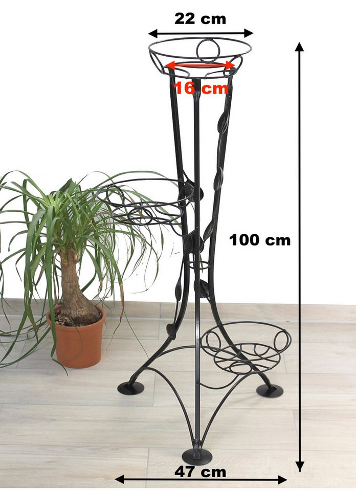 Thumbnail - DanDiBo Blumenständer Blumentreppe Metall Schwarz 100 cm mit 3 Ablagen KW041 Blumensäule, Pflanzenständer Pflanzensäule ...