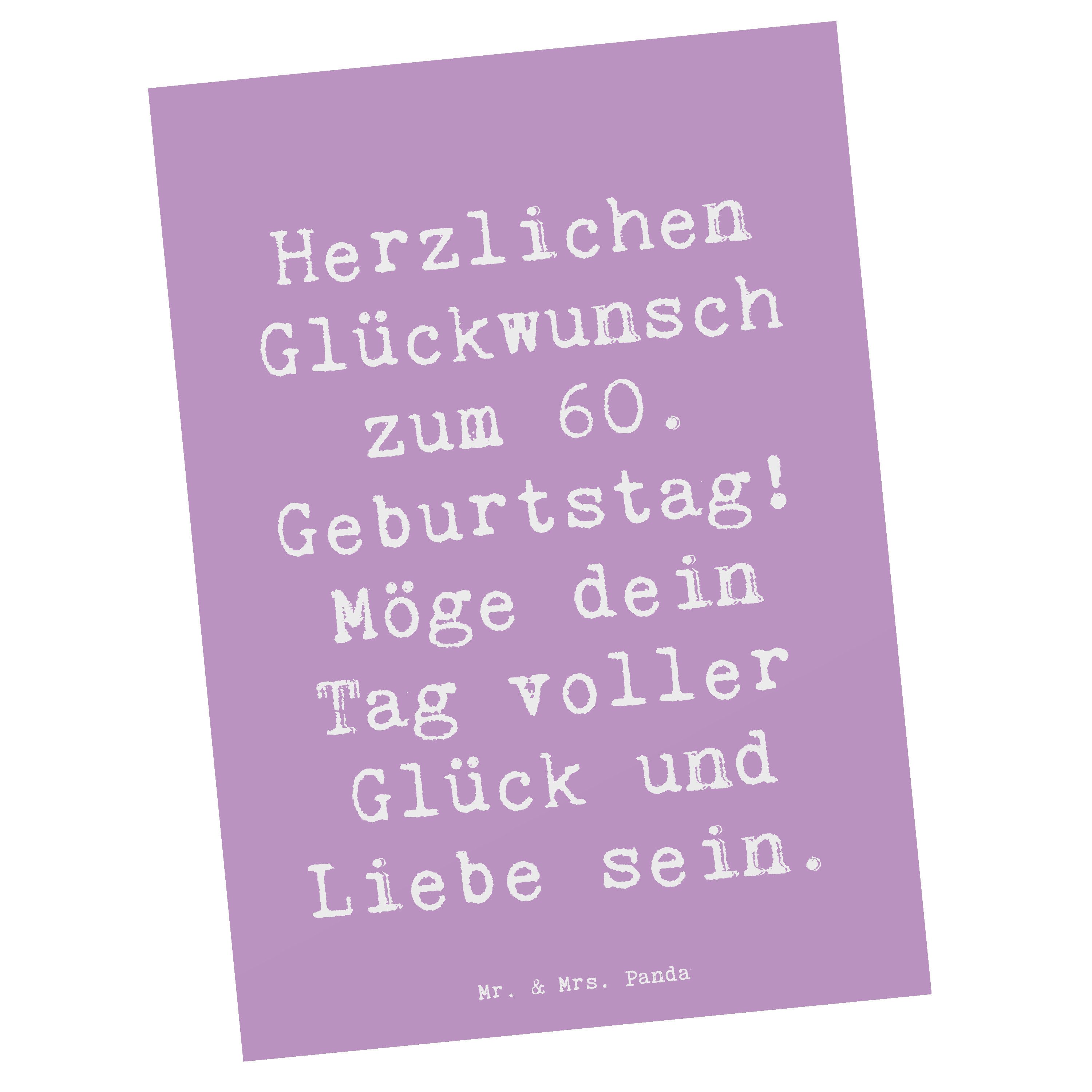Mr. & Mrs. Panda Postkarte Spruch 60. Geburtstag Glückwunsch, Postkarte, Lavendeltraum, Postkart, Geburtstag Geschenke Geschenke für jedes Alter personalisierte