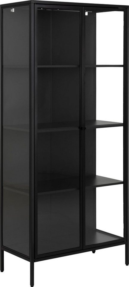 ACTONA GROUP Vitrine New York schwarzes Metall, mit Glastüren und 4  Fächern, Höhe 180cm