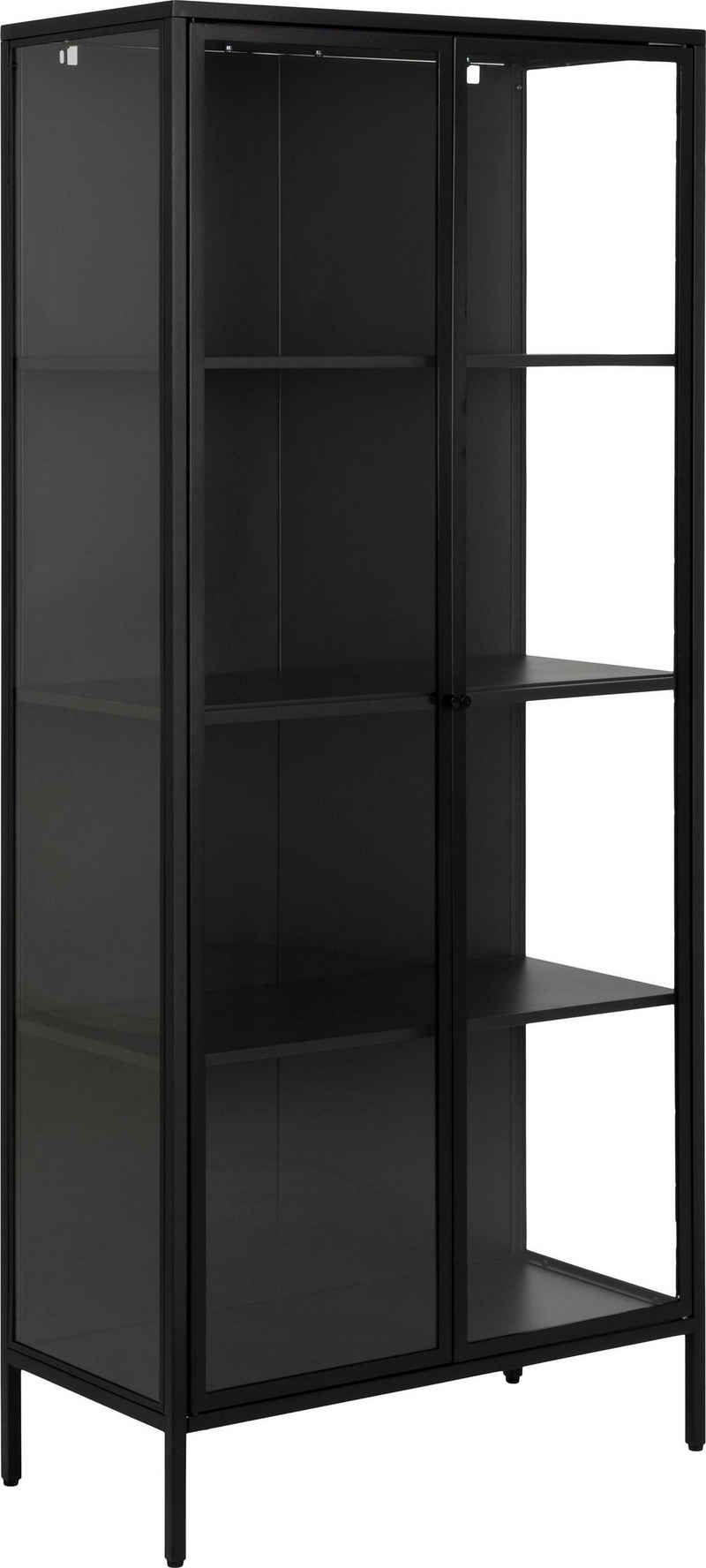 ACTONA GROUP Vitrine New York schwarzes Metall, mit Glastüren und 4 Fächern, Höhe 180cm