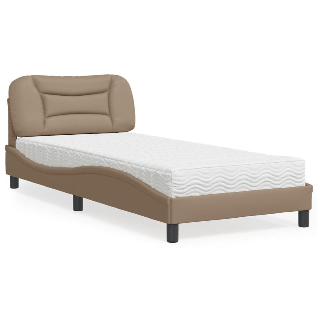 vidaXL Bett Bett mit Matratze Cappuccino-Braun 90x200 cm Kunstleder günstig online kaufen