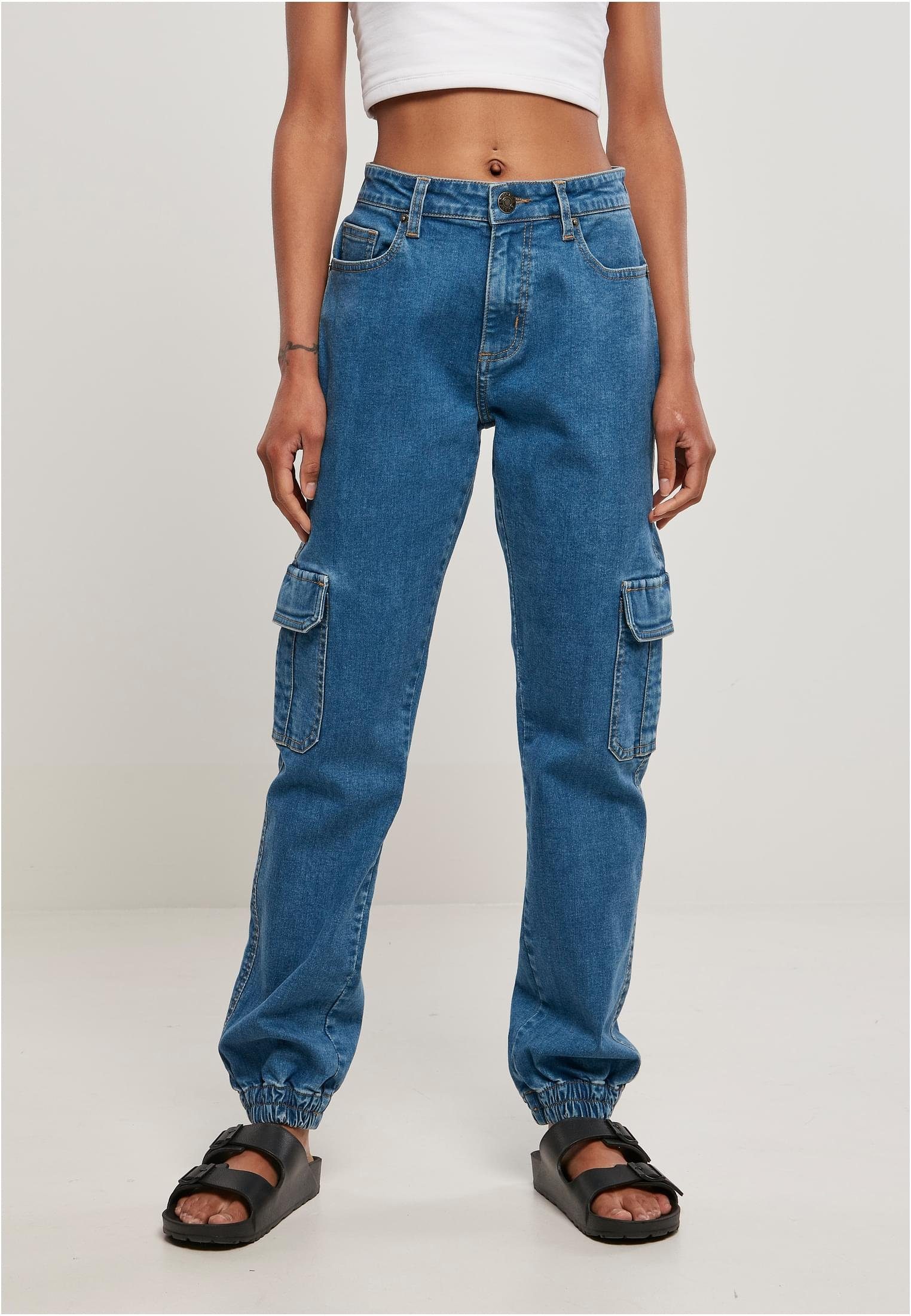 URBAN CLASSICS Bequeme Jeans Damen Ladies Organic Stretch Denim Cargo Pants  (1-tlg)