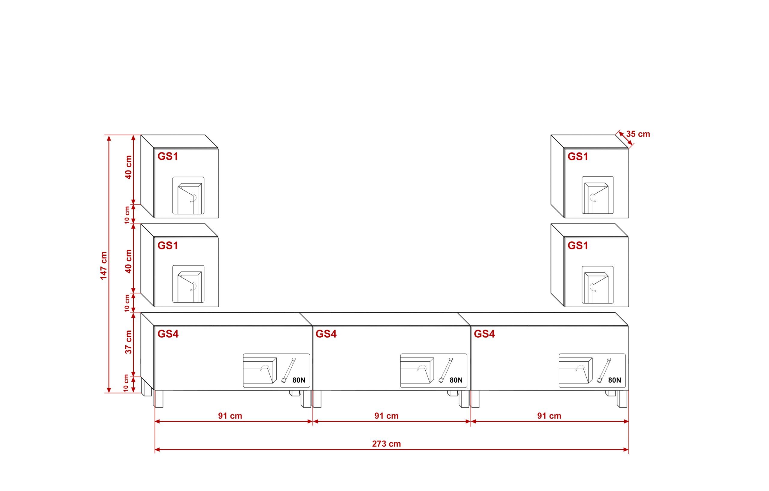 Wohnwand Modernes SCHWARZ Set, ROYAL24_MARKT - - Design in Premium-Qualität, Material), - zeitgemäßes Premium Moderne (Komplett Wohnzimmer LED-Beleuchtung 7-St., Wohnwand