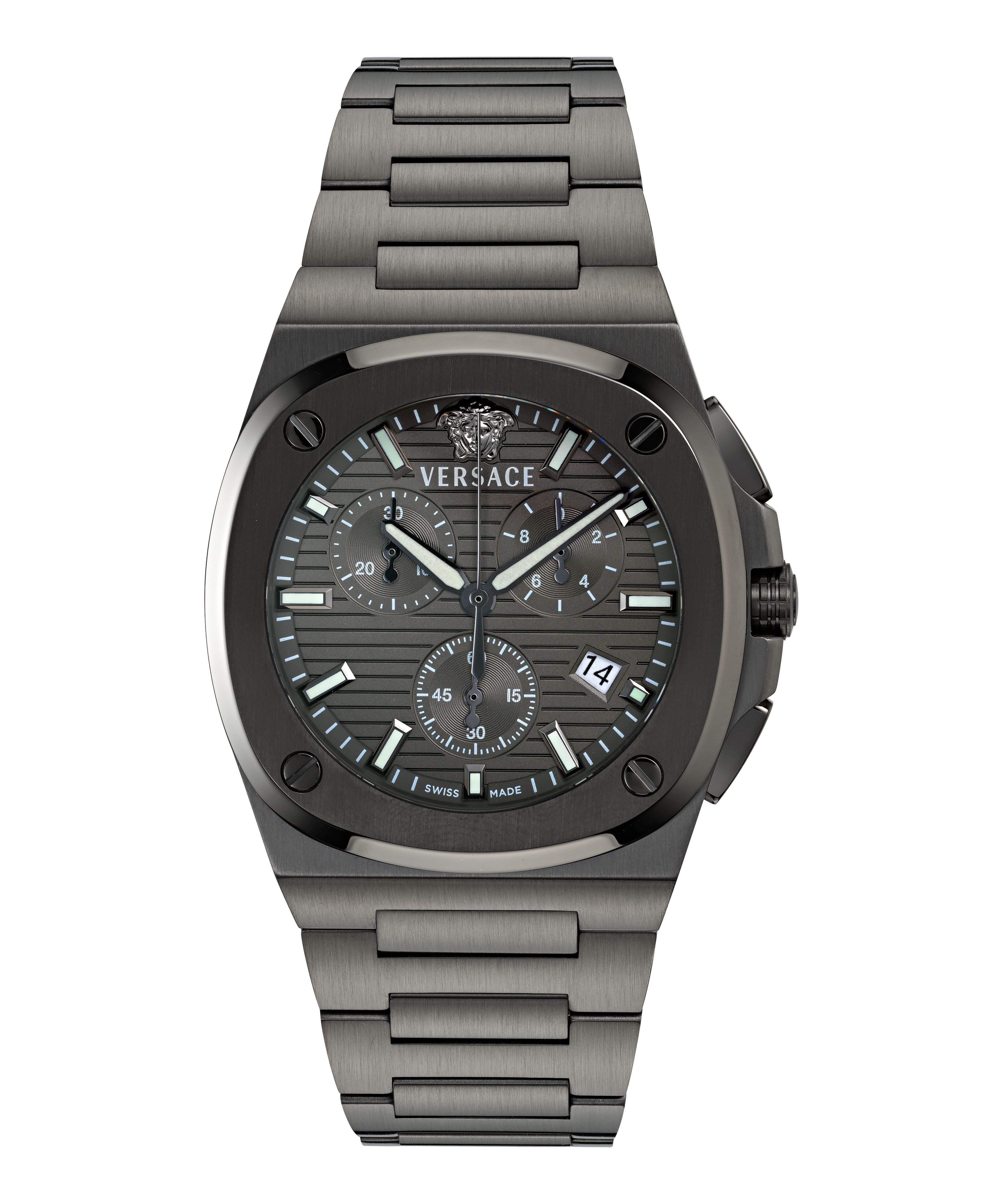 Versace Chronograph TOLOMEO CHRONO VE7Y00526, Quarzuhr, Armbanduhr, Herrenuhr, Swiss Made, Edelstahlarmband, analog