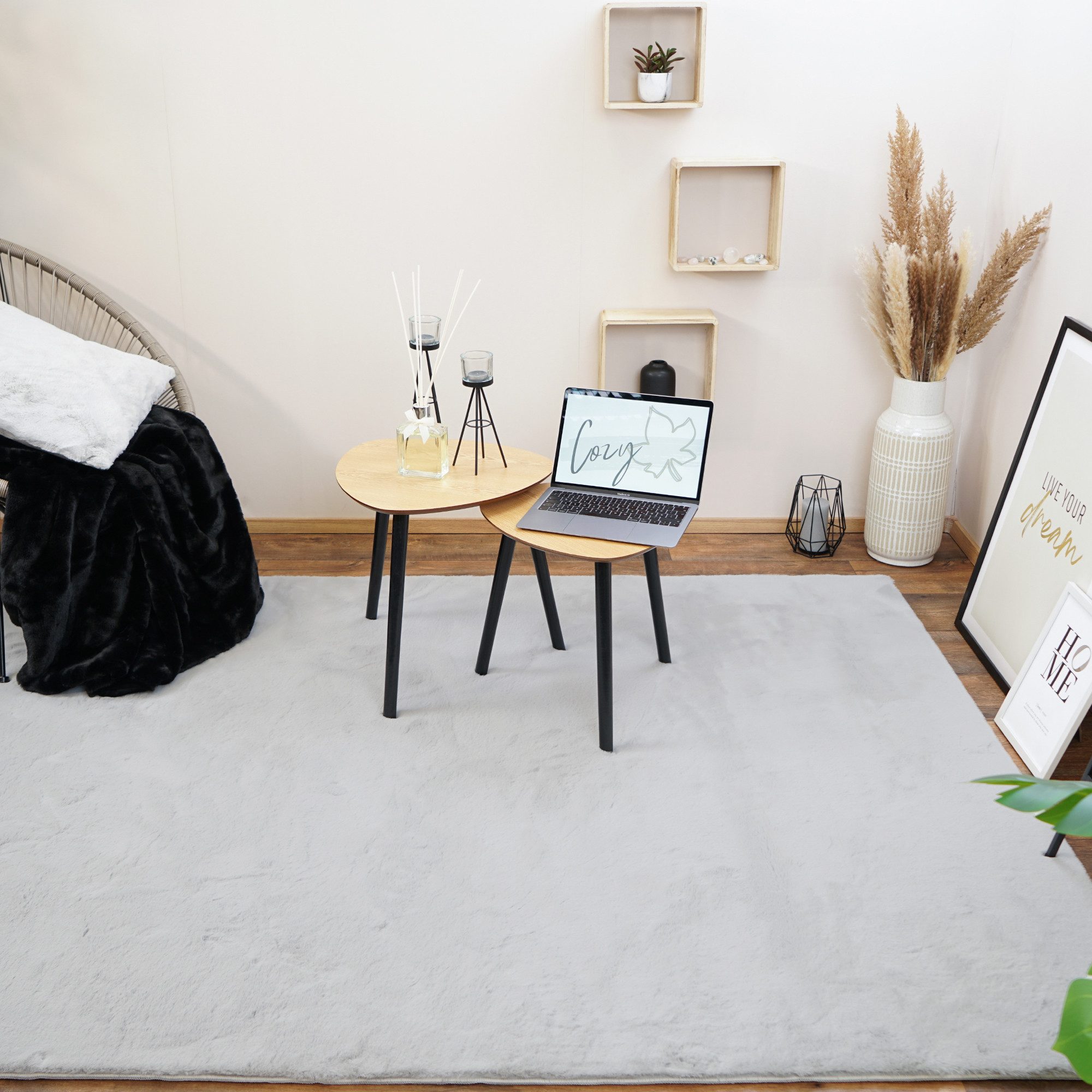 Consilio Concept Fellteppich Teppich Hasenfell Imitat günstig online kaufen