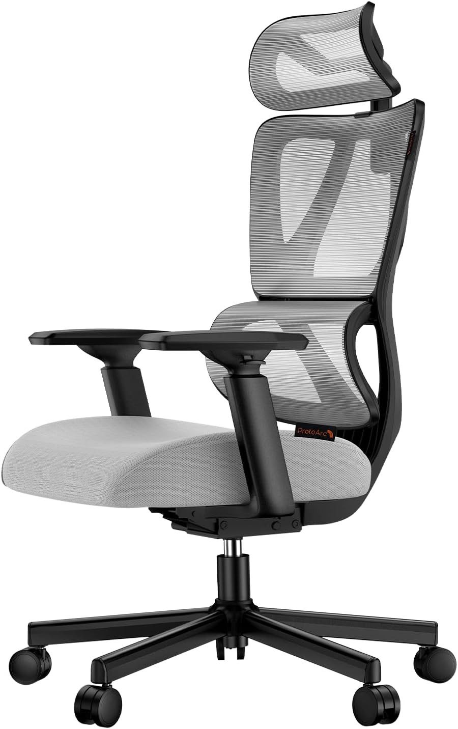 ProtoArc Bürostuhl Computer-Schreibtischstuhl EC100 Ergonomischer Bürostuhl, endenwirbelstütze, Verstellbarer Armlehne & Kopfstütze, Mesh-Drehstuh