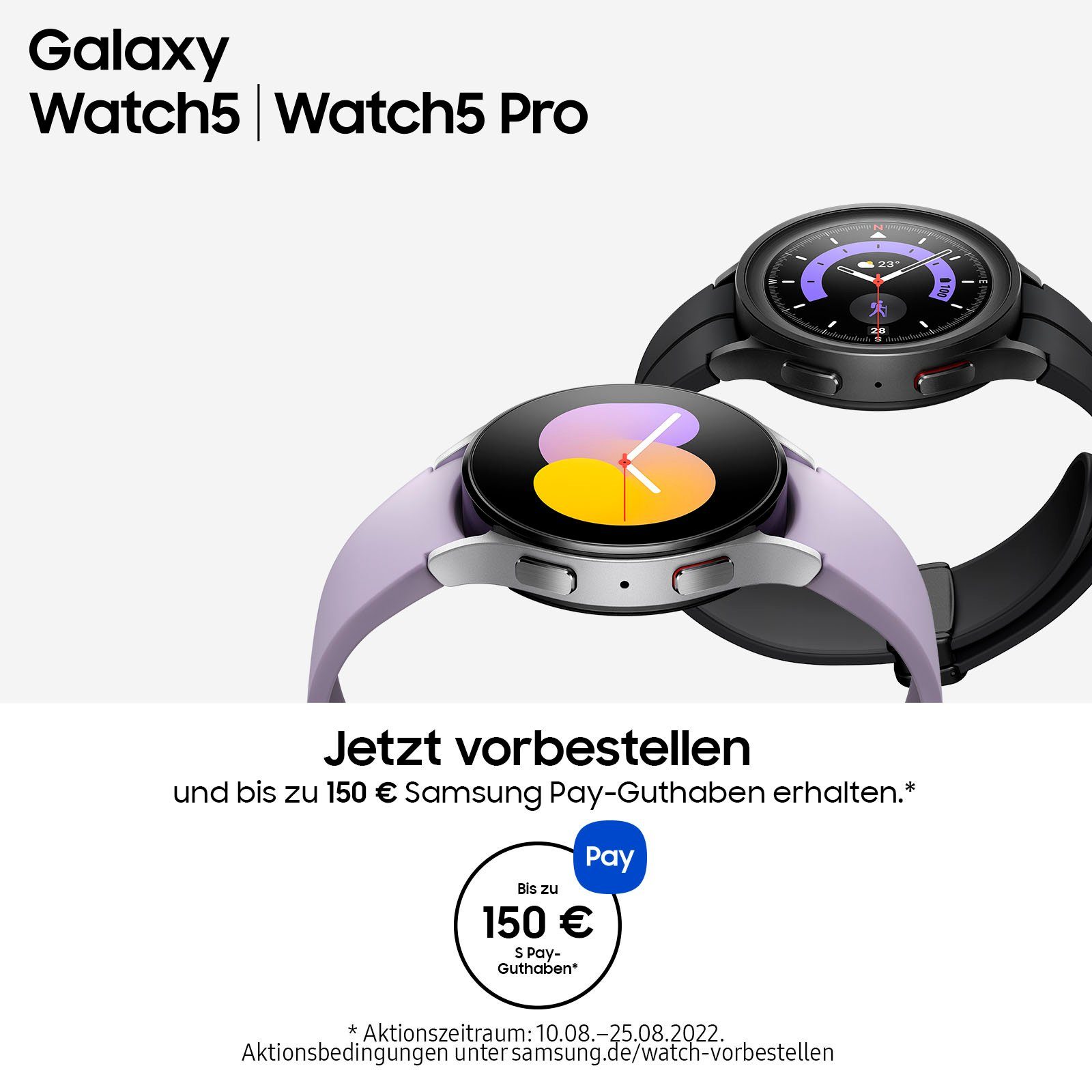 Samsung Galaxy Watch Smartwatch Pro Fitness LTE cm/1,4 OS schwarz 5 Uhr, Gesundheitsfunktionen Zoll, by Titanium (3,46 Fitness Tracker, Wear 45mm Black Samsung), 
