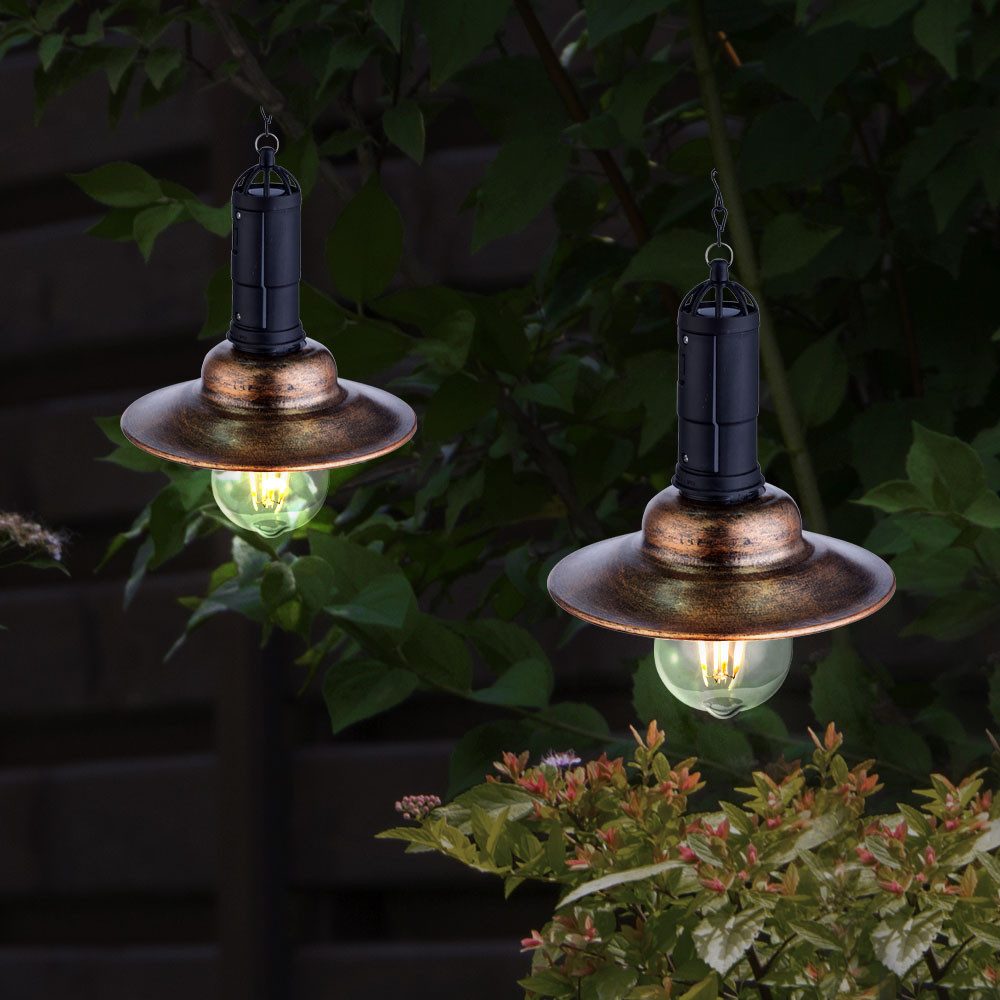 GLOBO LIGHTING LED Solarleuchte, LED-Leuchtmittel fest verbaut, Neutralweiß, Solarlampe Pendelleuchte Außenlampe Glas LED Balkonlampe H 50 cm 2x