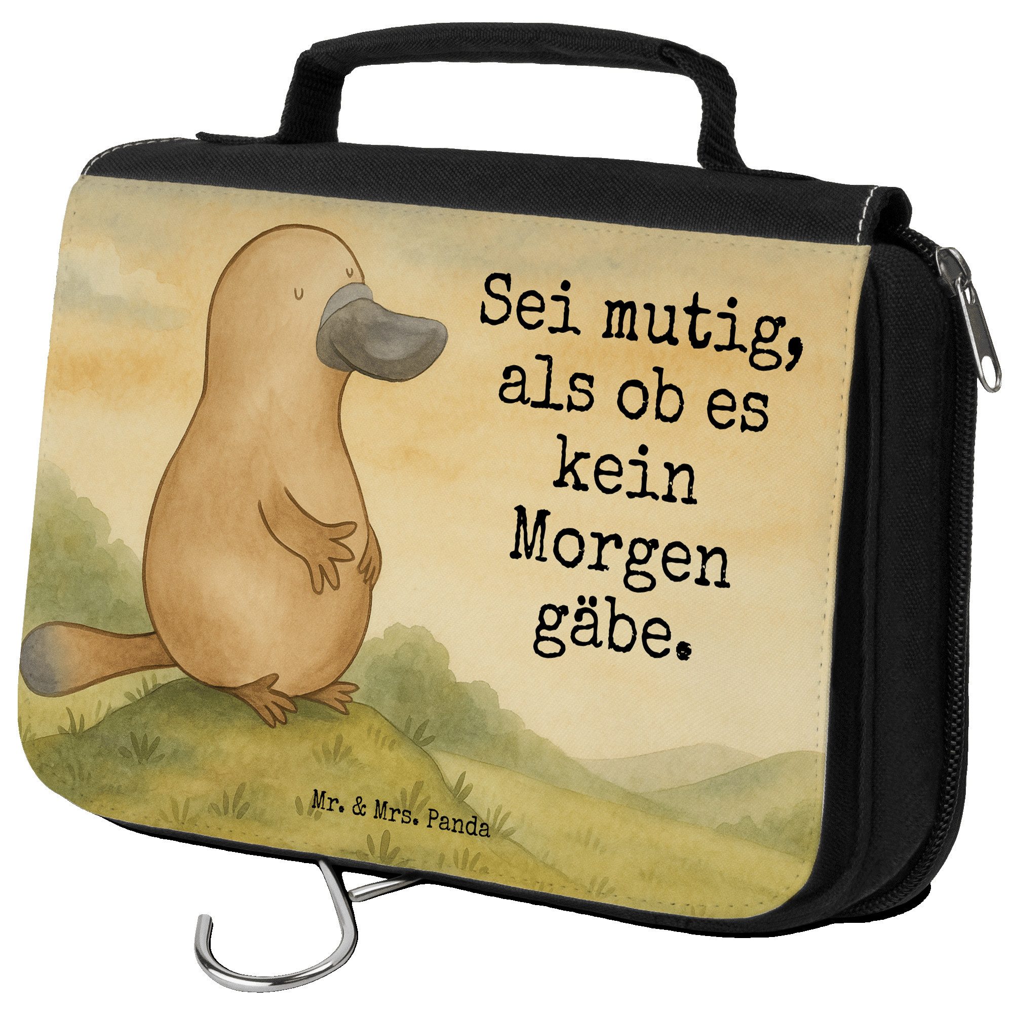 Kulturbeutel Schnabeltier Mut Design, Kulturtasche, Weiß, Raodtrip, Büro, Training
