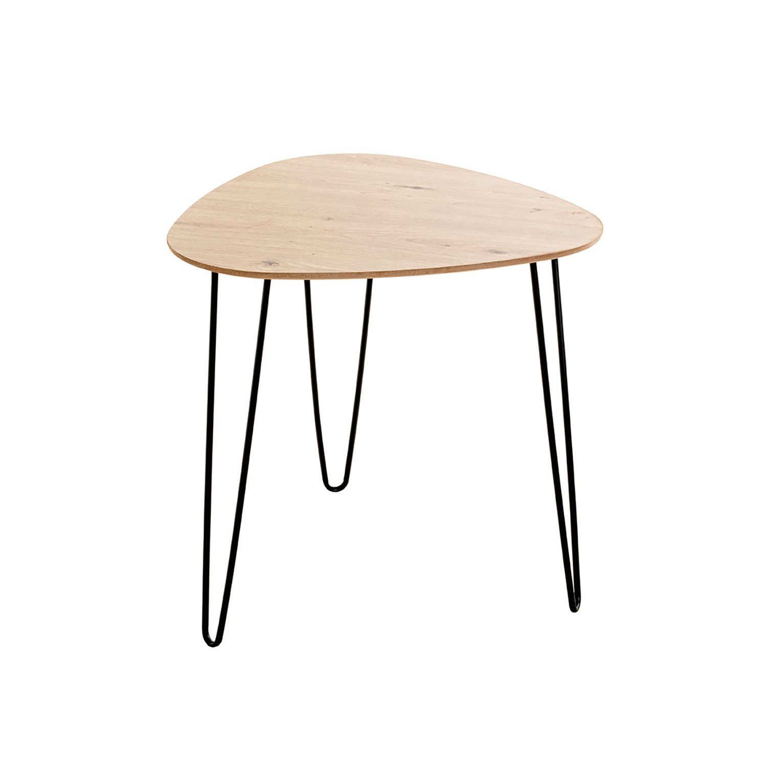 Beistelltisch BERGEN 1 Tisch - eiche-schwarz - MDF, Metall - H. 48cm x B. 48cm