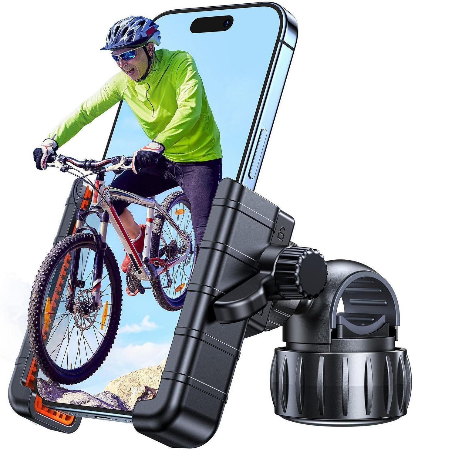Smartphone-Halterung Handyhalterung Fahrrad Motorrad 360 drehbar 1s Sperre Schwarz [Lenker]