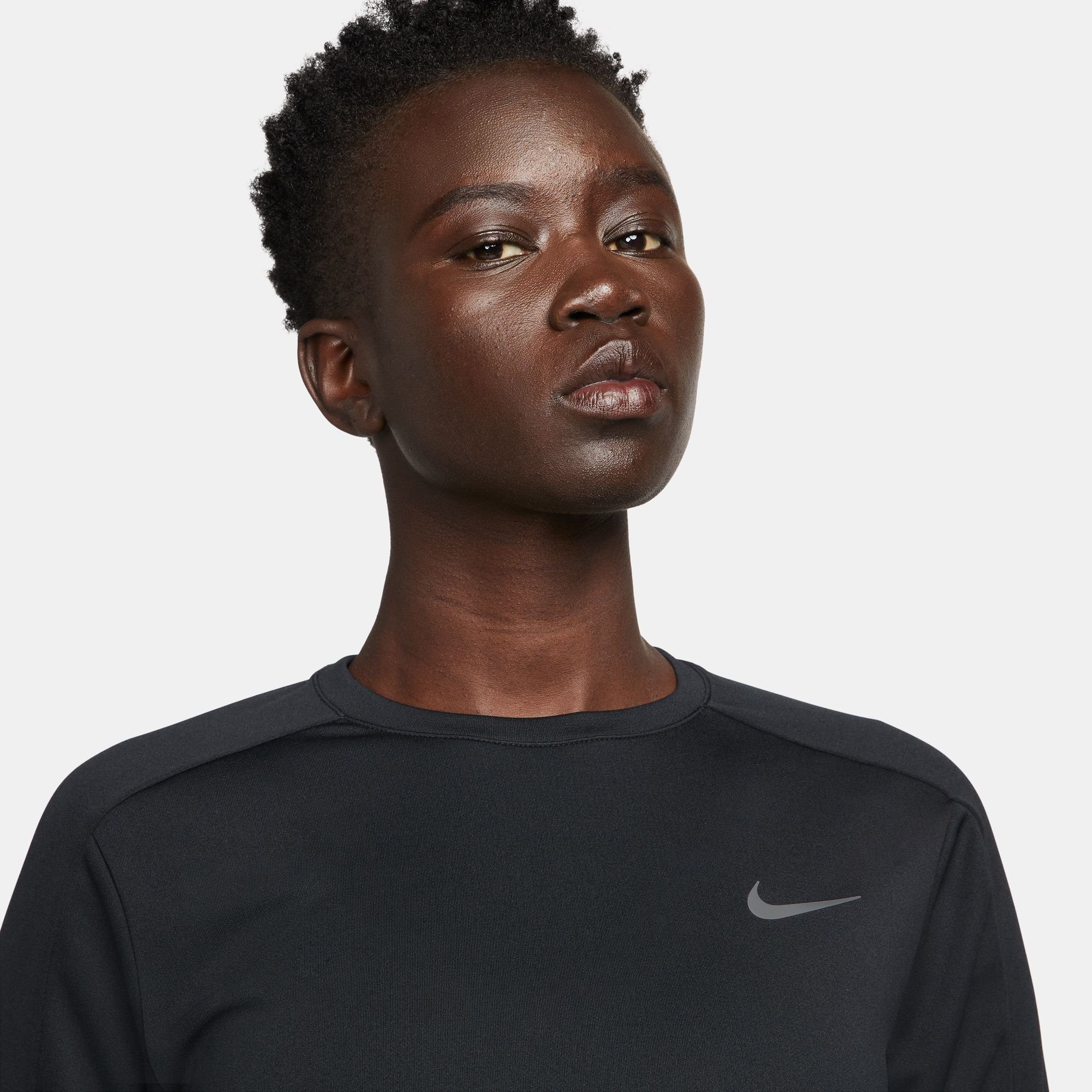 WOMEN'S Nike SILV CREW-NECK Laufshirt DRI-FIT BLACK/REFLECTIVE TOP RUNNING