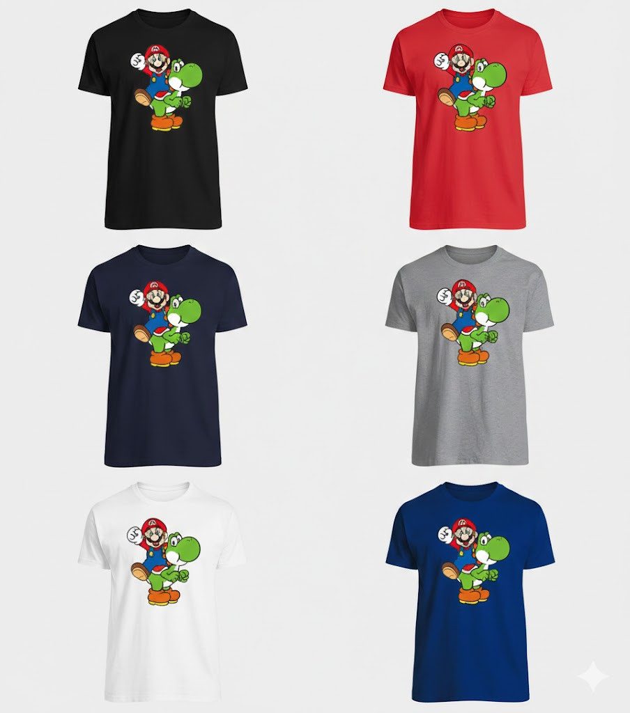 T-Shirt Herren Yoshi & Mario Konsole Super Retro Kosole Luigi