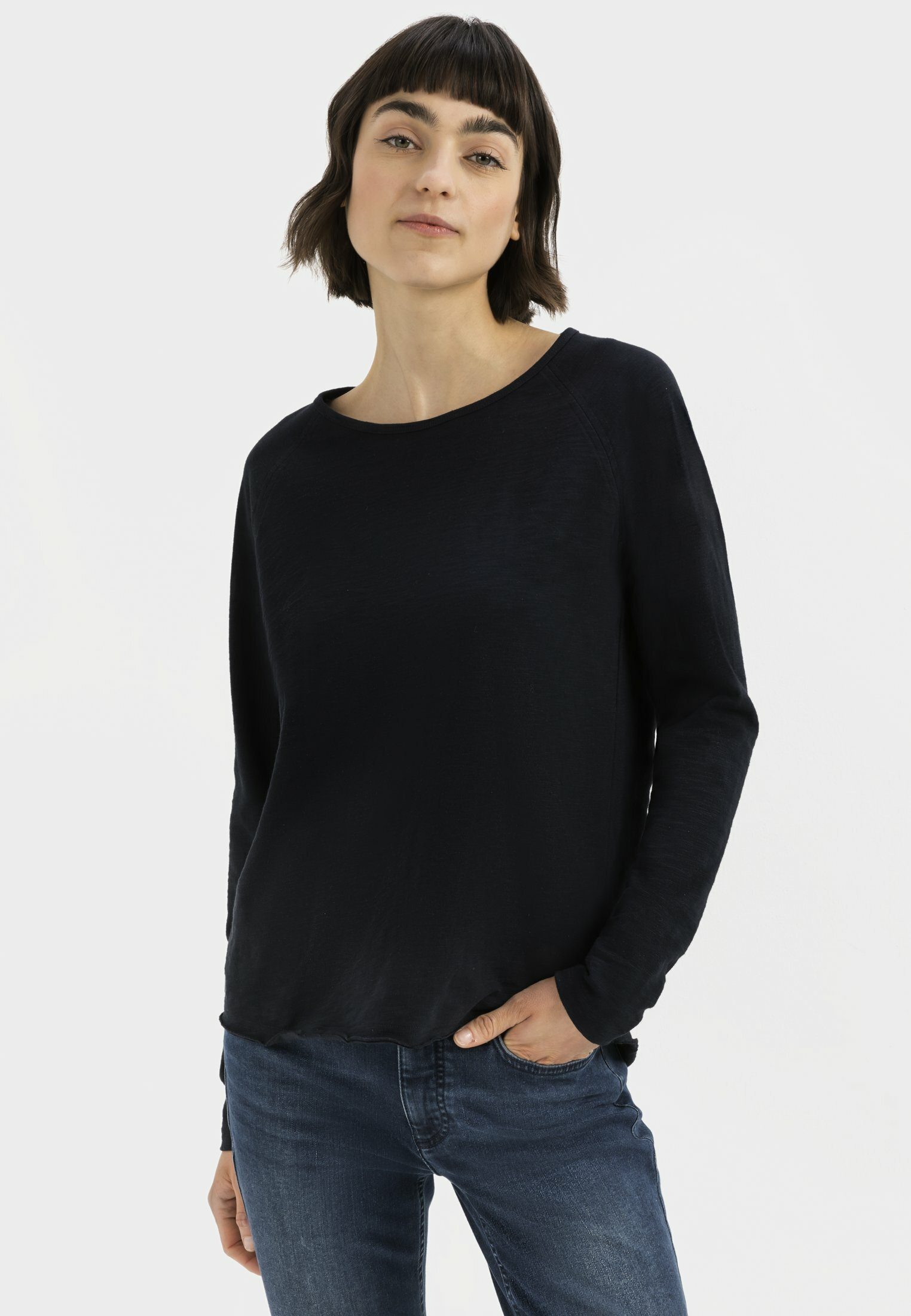 camel active Langarmshirt aus reiner Baumwolle Langarm Rundhals günstig online kaufen