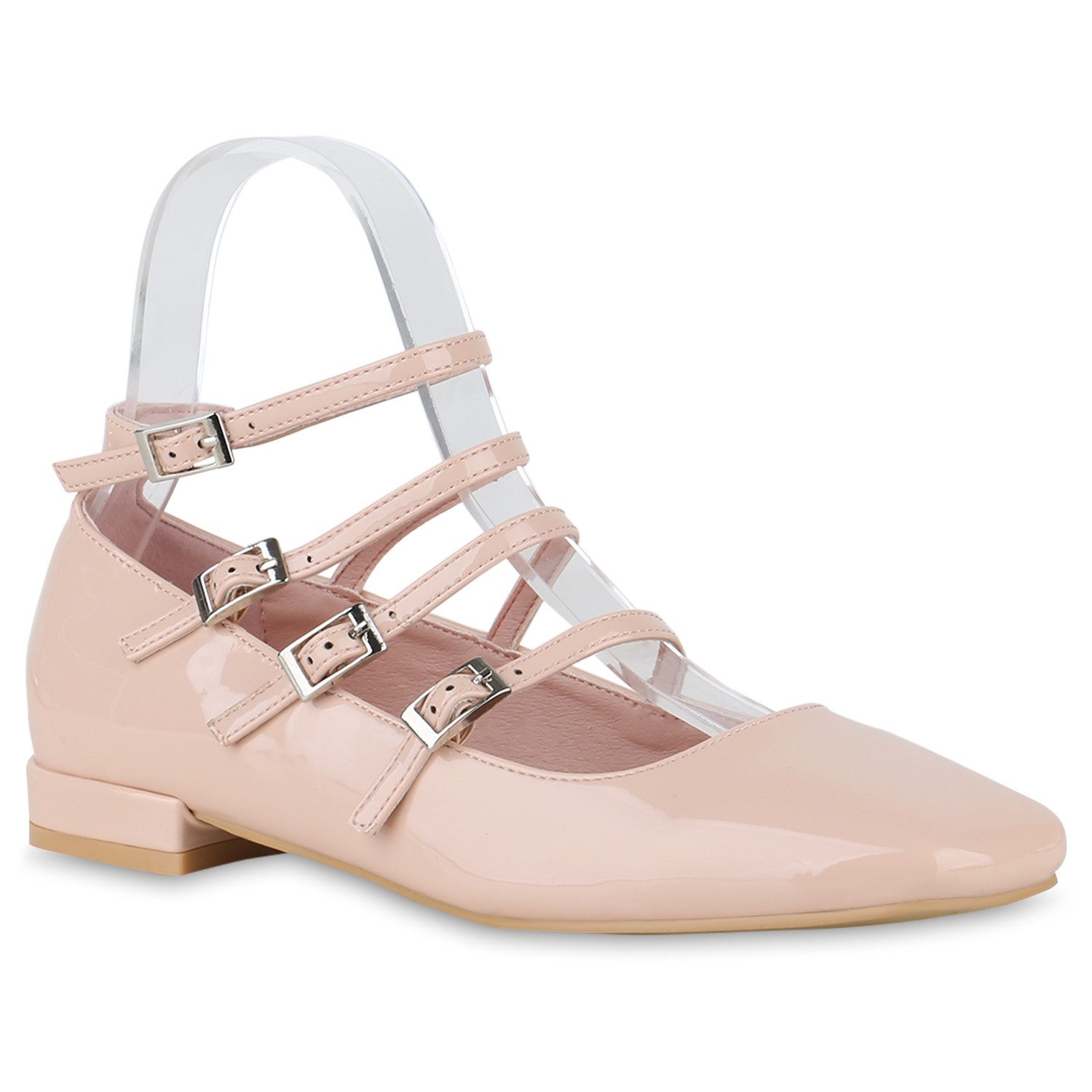 VAN HILL 841181 Ballerina Damen Riemchenballerinas Ballerinas Eckige Lack Riemchen- 841180