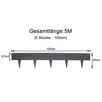 AUFUN Rasenkante Beeteinfassung Beetumrandung Rattan-Optik Palisade Kunststoff, Mähkante Beetbegrenzung