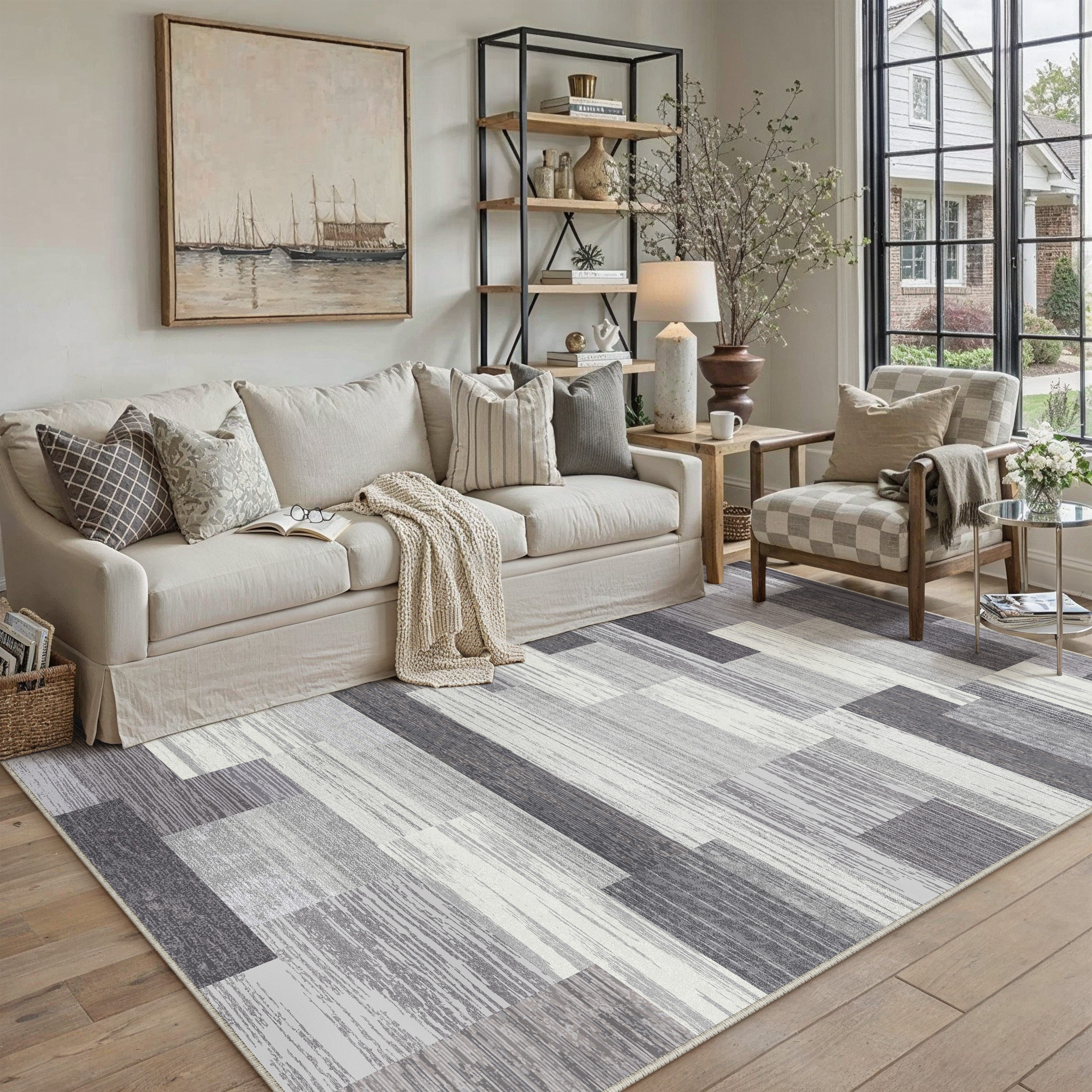 PURECOZY Teppich Kurzflor & Weich, Waschbar & Pflegeleicht, Modernes Design, Rechteckig, Höhe: 6.1 mm, geeignet für verschiedene Innenräume
