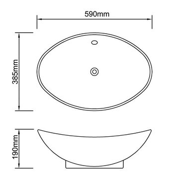 vidaXL Waschbecken »Keramik Waschbecken Keramikspülen Überlauf Oval 59 x 38,5 cm«