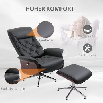 HOMCOM Relaxsessel (Set, 2-St., Fernsehsessel mit Fußhocker), Polstersessel 360° drehbar 145° neigbar