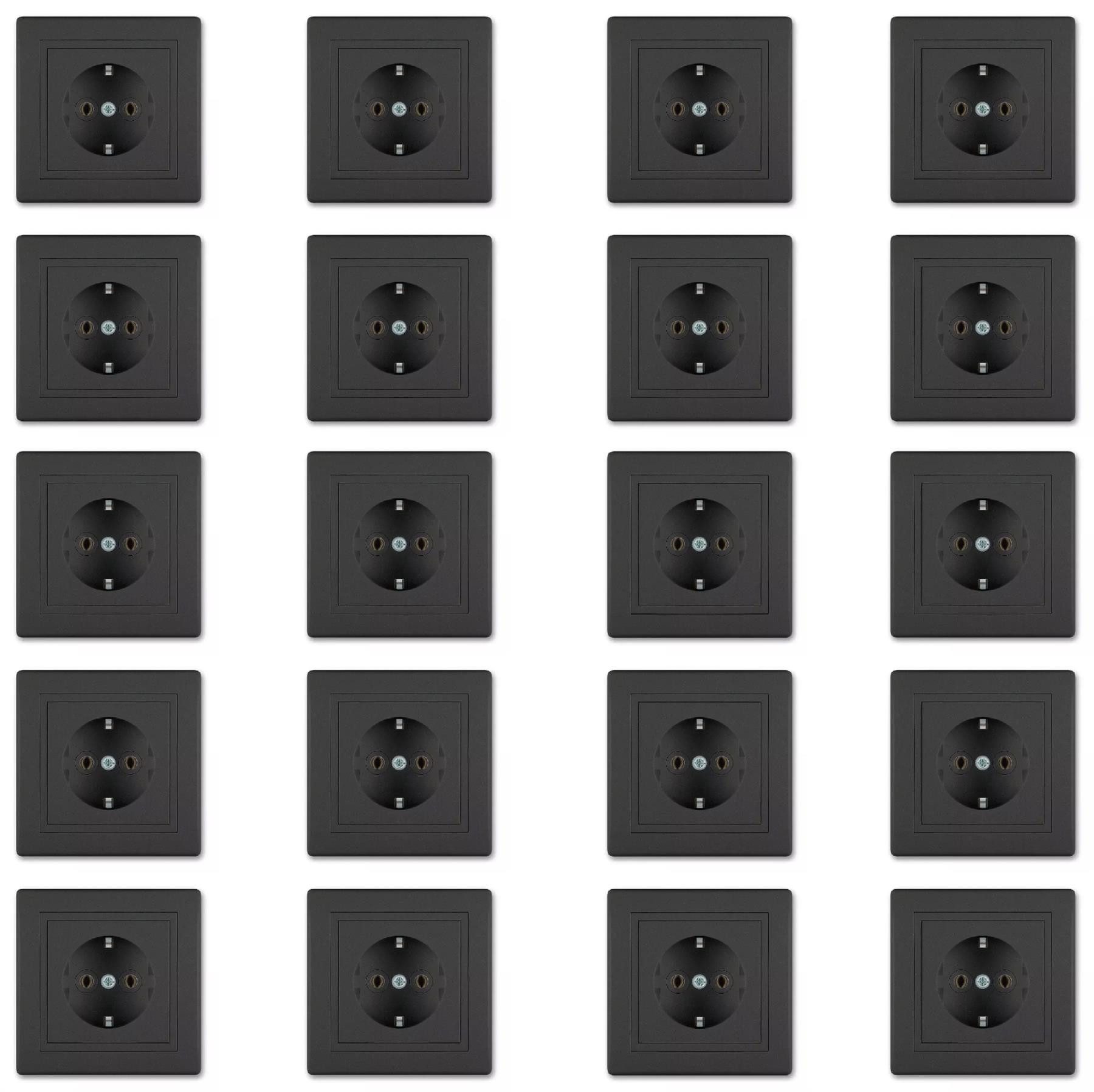 Aling Conel Unterputz-Steckdose 20erSet Schutzkontakt Steckdose inkl.Rahmen (komplett), Packung, VDE-zertifiziert