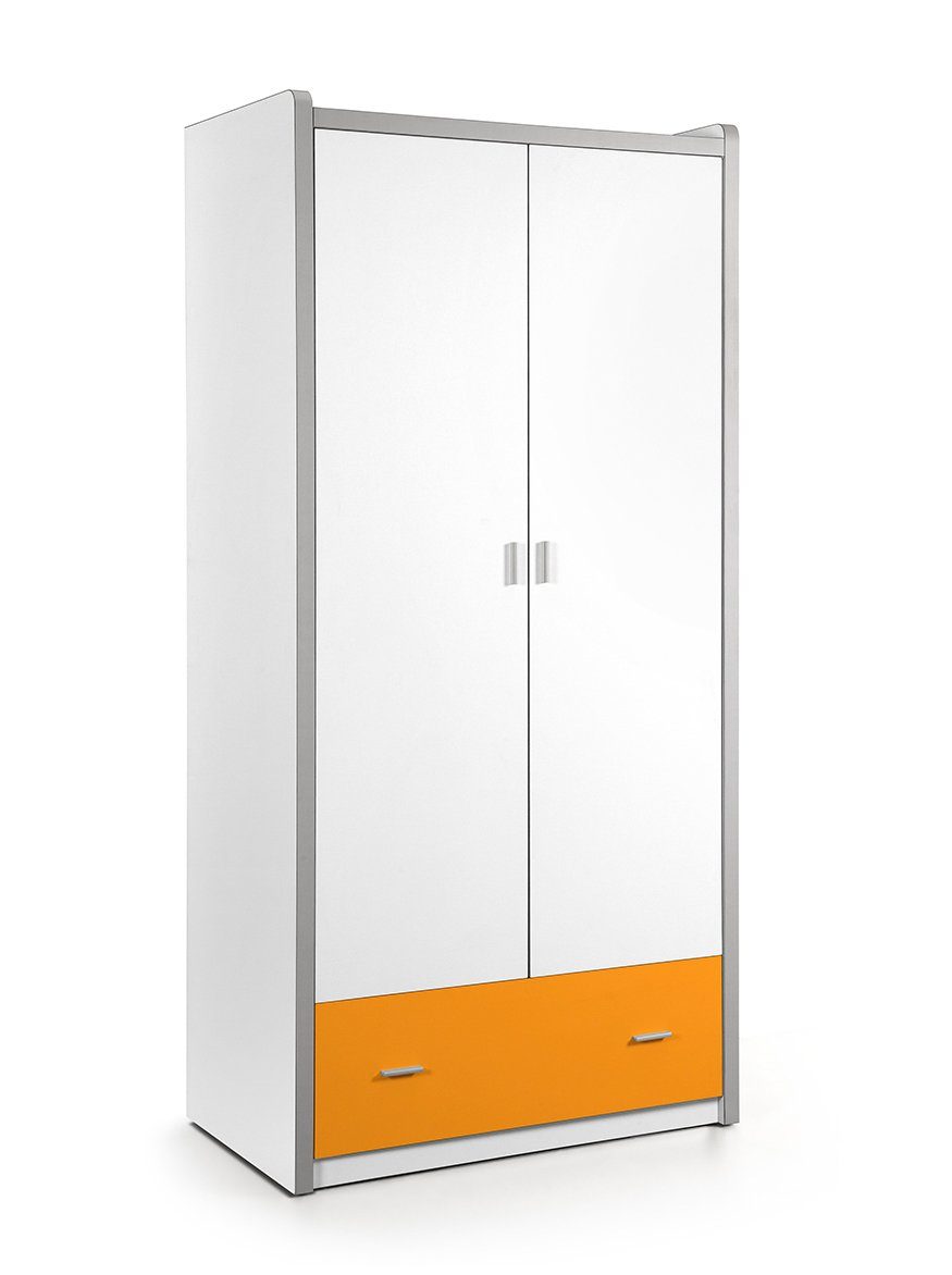 Kindermöbel 24 Kinderkleiderschrank Valerie weiß - orange 2 Türen B 97 cm