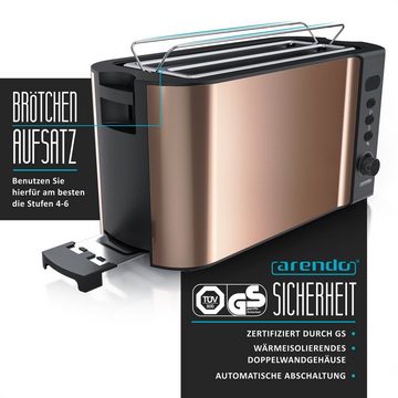 Arendo Toaster, 2 lange Schlitze, für 4 Scheiben, 1500 W, Langschlitz, Brötchenaufsatz, Wärmeisolierendes Gehäuse, Display