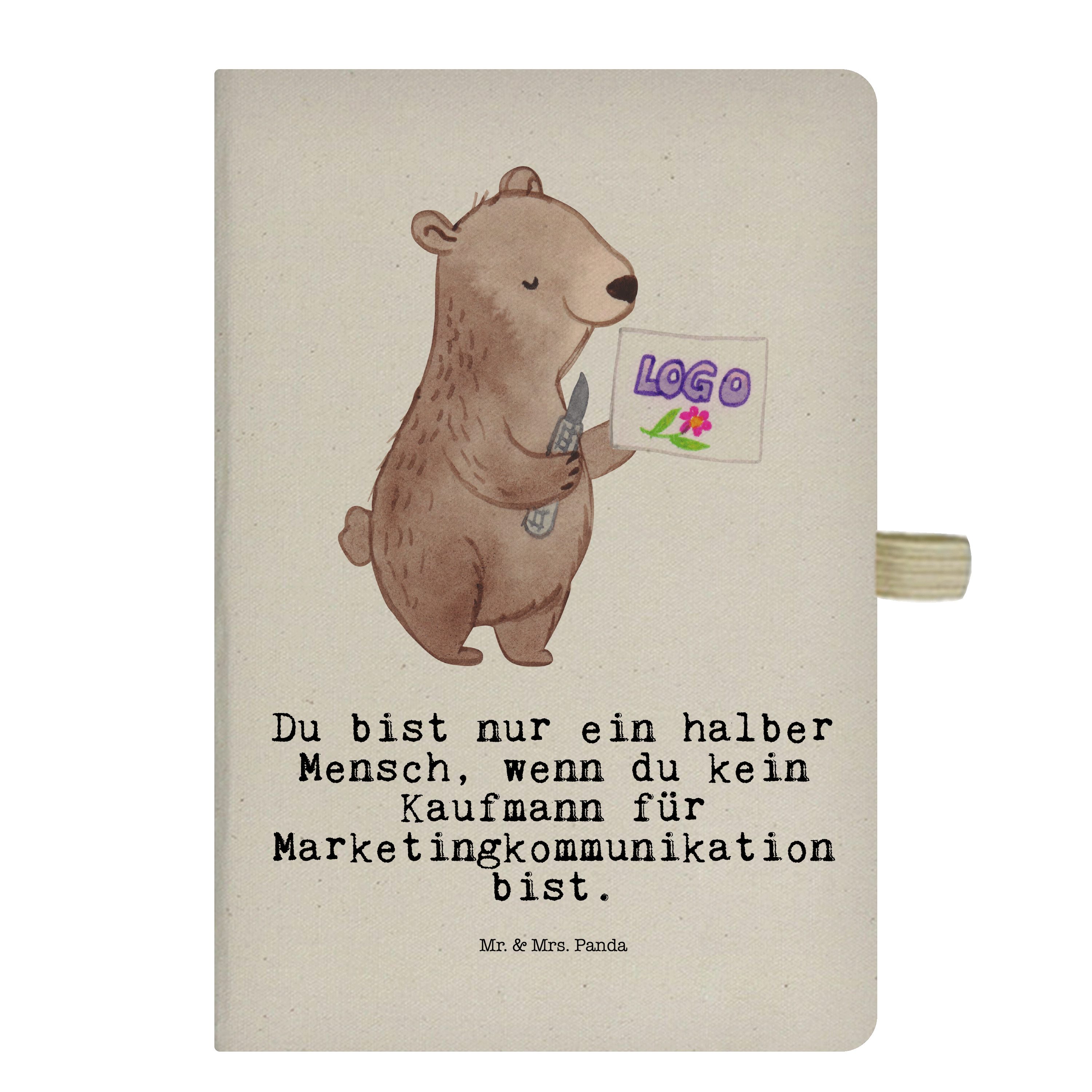 Mr. & Mrs. Panda Notizbuch Kaufmann für Marketingkommunikation mit Herz - Transparent - Geschenk Mr. & Mrs. Panda | Notizbücher