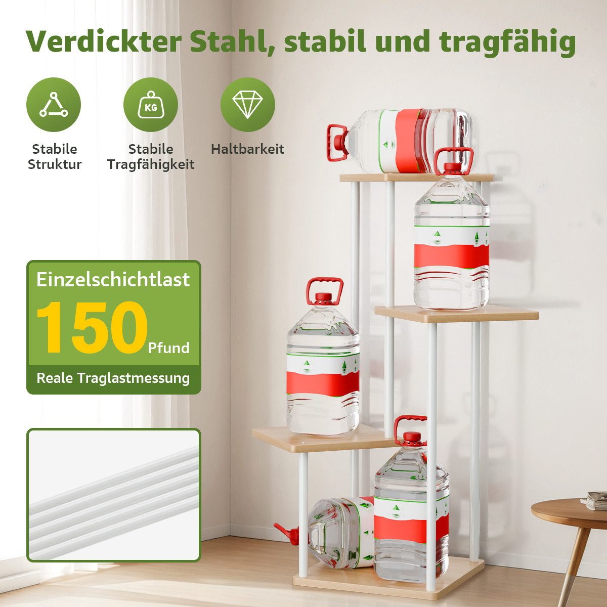 Simloveve Blumenständer Pflanzenständer Pflanzentreppe 4 Etagen Pflanzenregal Blumenregal (Blumentreppe 4 Etagen, Pflanzenständer Metall Holz), Blumenständer für Balkon Deko Garten Wohnzimmer Weiß
