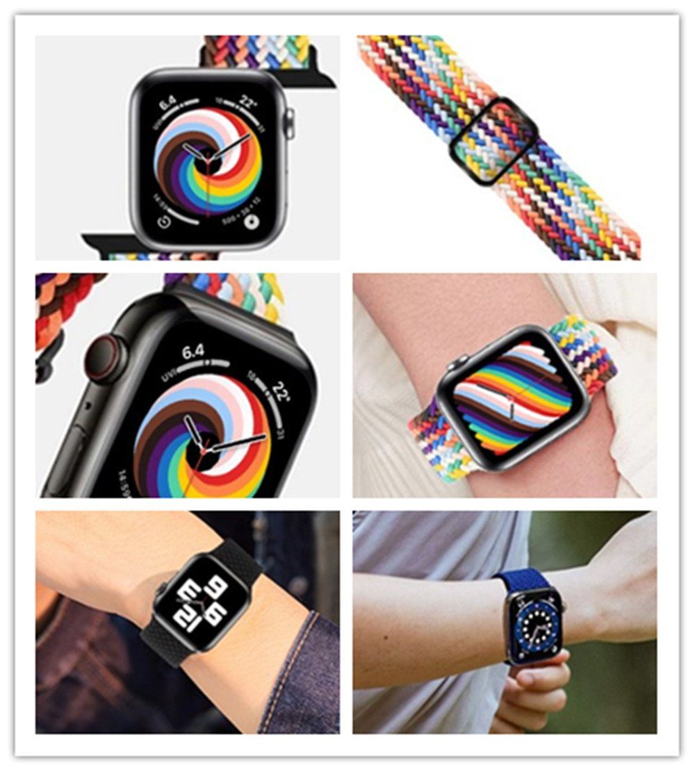 Armband 7 Stoff Loop für white Band XDeer elastisches iWatch Uhrenarmband Apple Geflochtenes Armband Watch Sport und 42/44/45mm, 38/40/41mm für Nylon Series